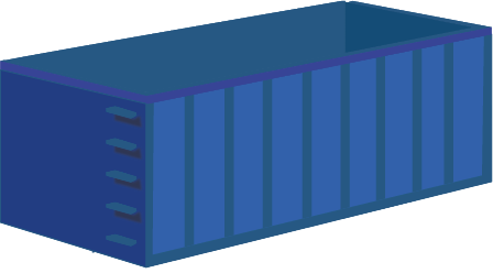 En blå container.