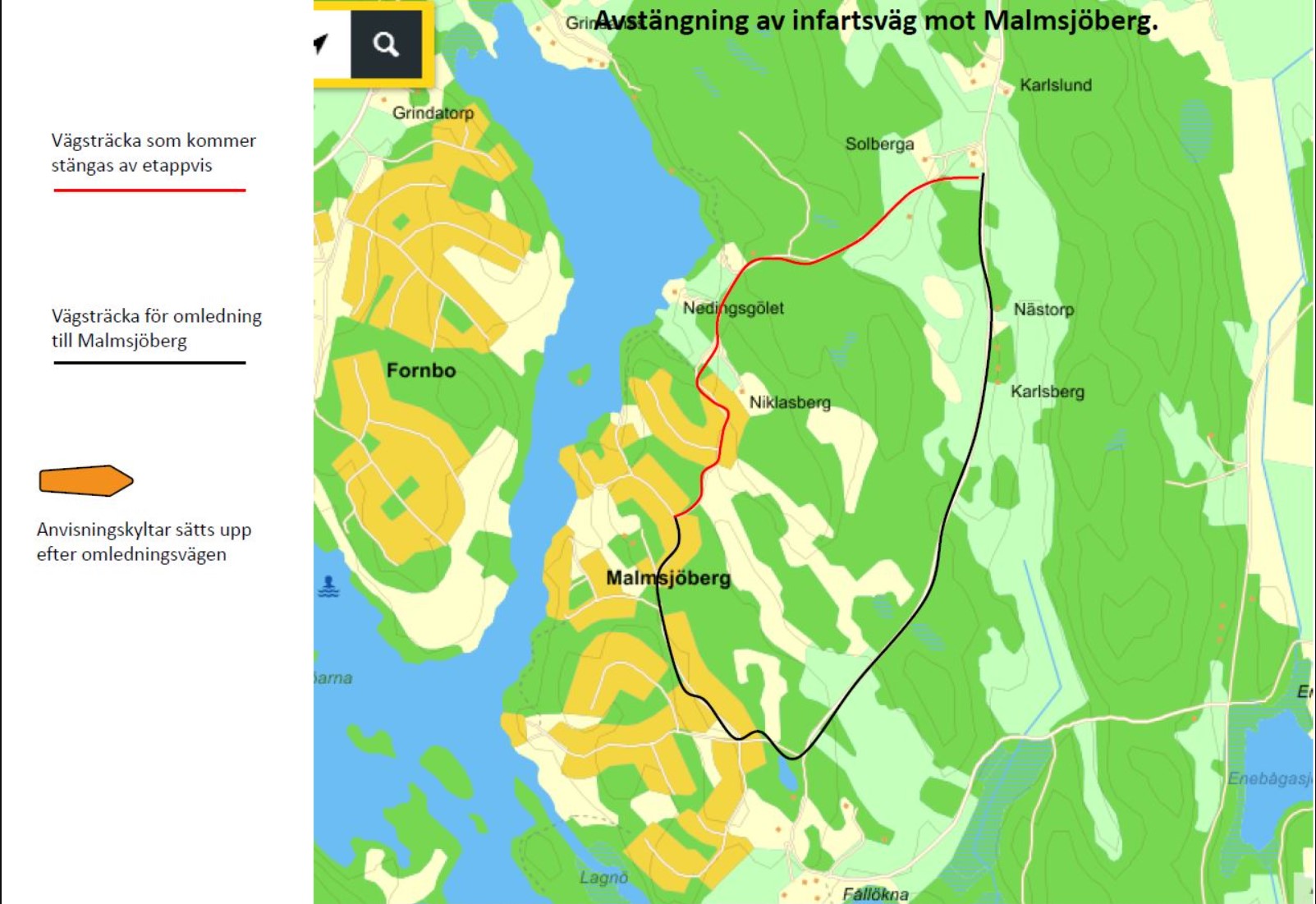 Karta över Malmsjöberg.
