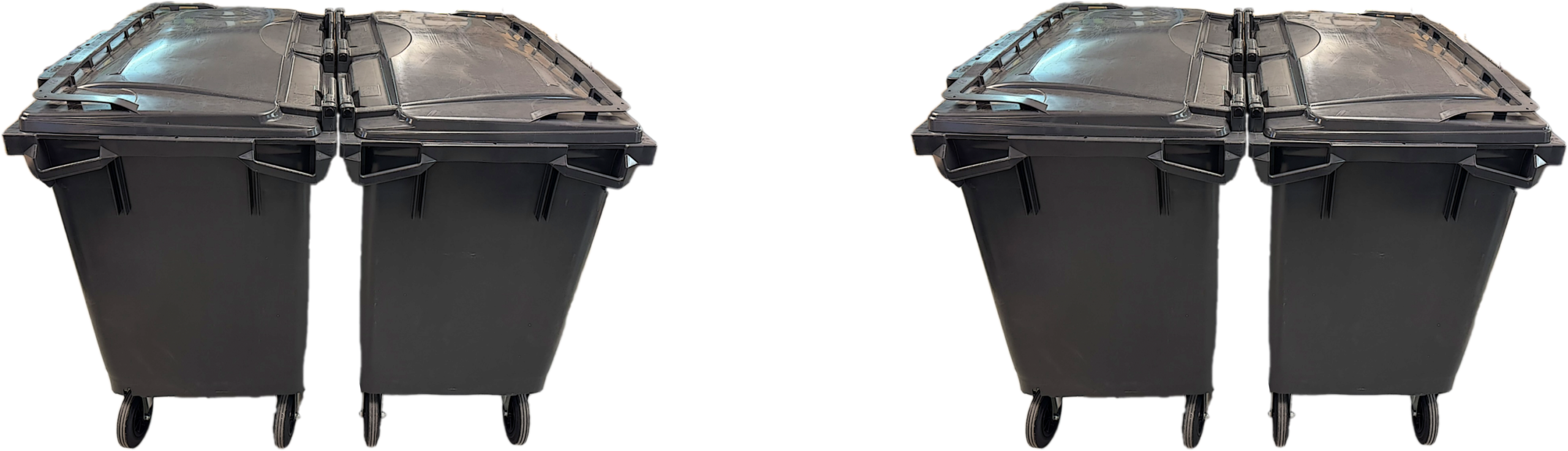 Avfallskärl placerade rygg mot rygg.