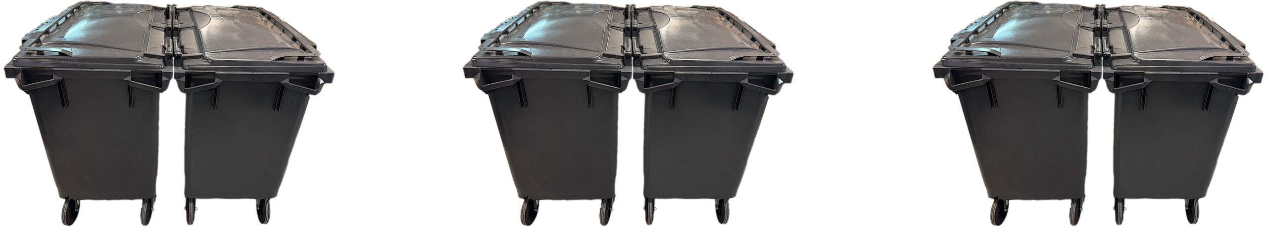 Avfallskärl placerade rygg mot rygg.