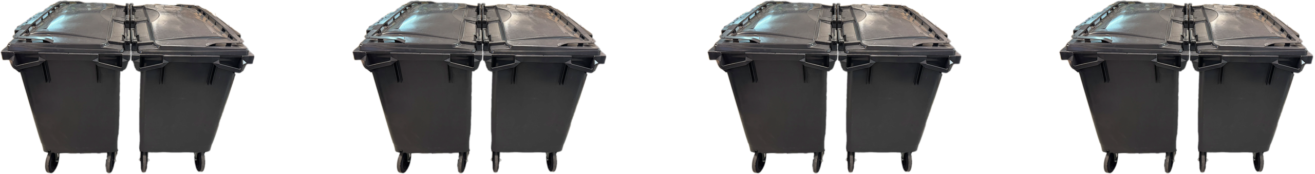 Avfallskärl placerade rygg mot rygg.