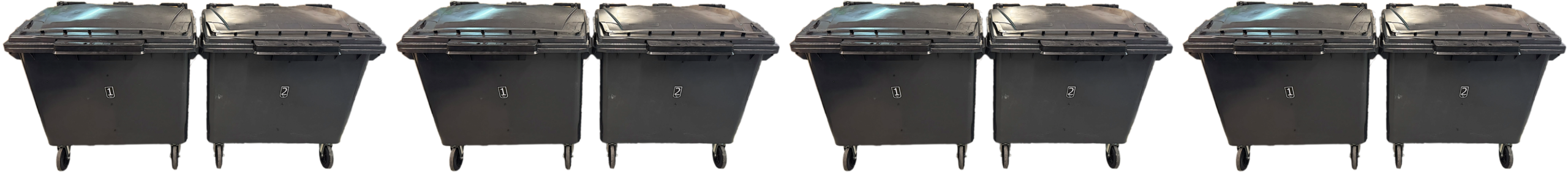 Avfallskärl placerade sida vid sida.