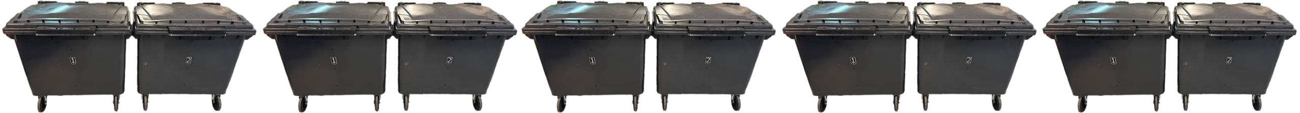 Avfallskärl placerade sida vid sida.