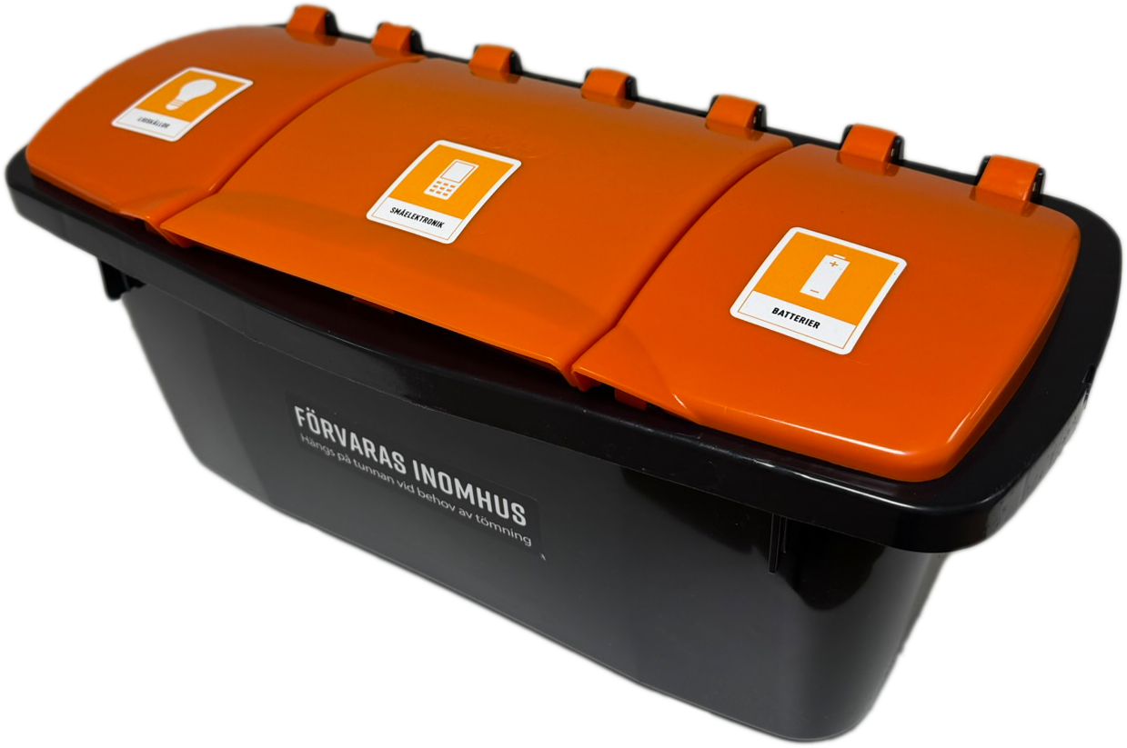 Elbox för sortering av ljuskällor, småelektronik och batterier.